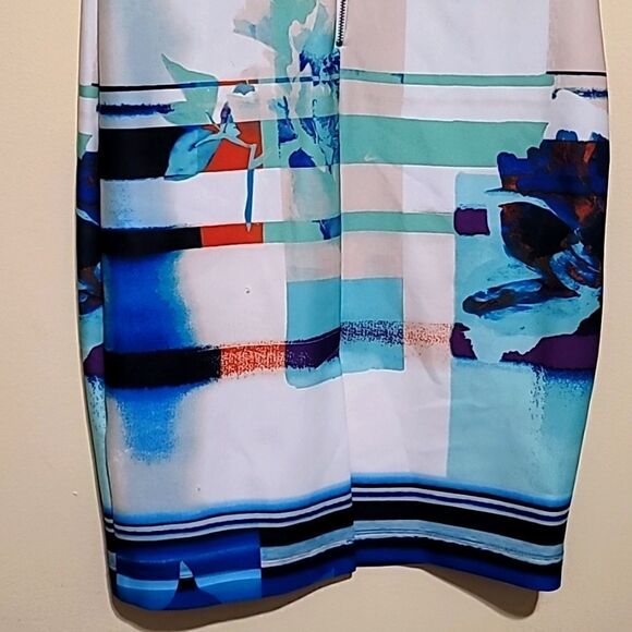 Gabby Skye White And Blue Multicolored Sleeveless Dress Sz 4 - Picture 5 of 7